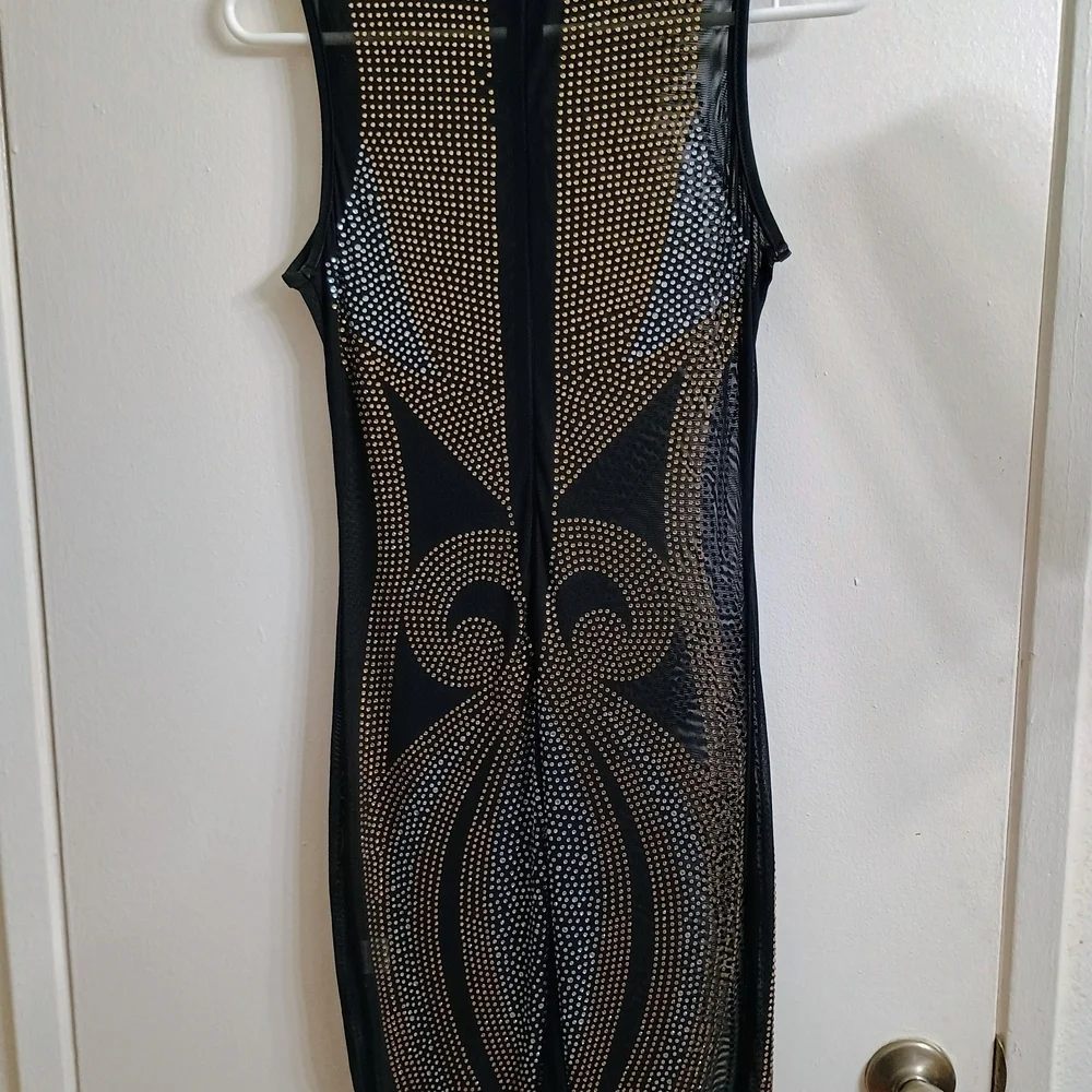 Black and Gold Asymmetrical Bodycon Dress